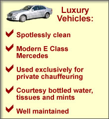 Luxury Mercedes - hire a spotlessly clean chauffeur driven car